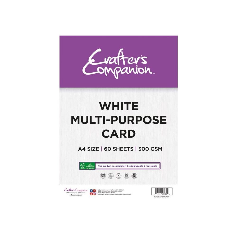 Crafter´s Companion White Multi-Purpose Card,  A4, 300g, 60 Blatt