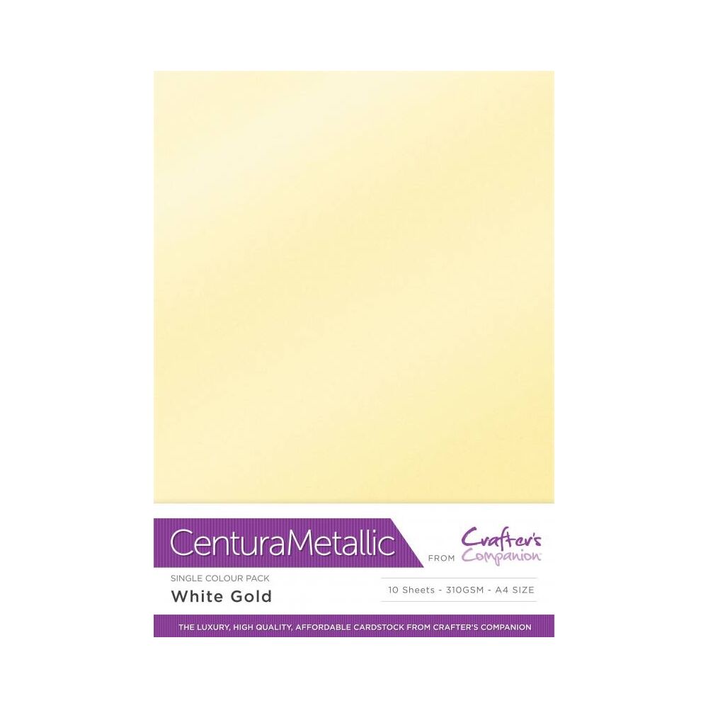 Crafter&acute;s Companion Centura Metallic, A4, 310g, 10 Blatt, Farbe: White Gold