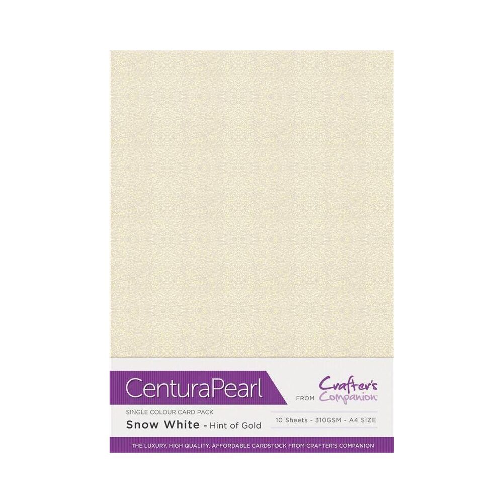 Crafter&acute;s Companion Centura Pearl, A4, 310g, 10 Blatt, Snow White - Hint of Gold