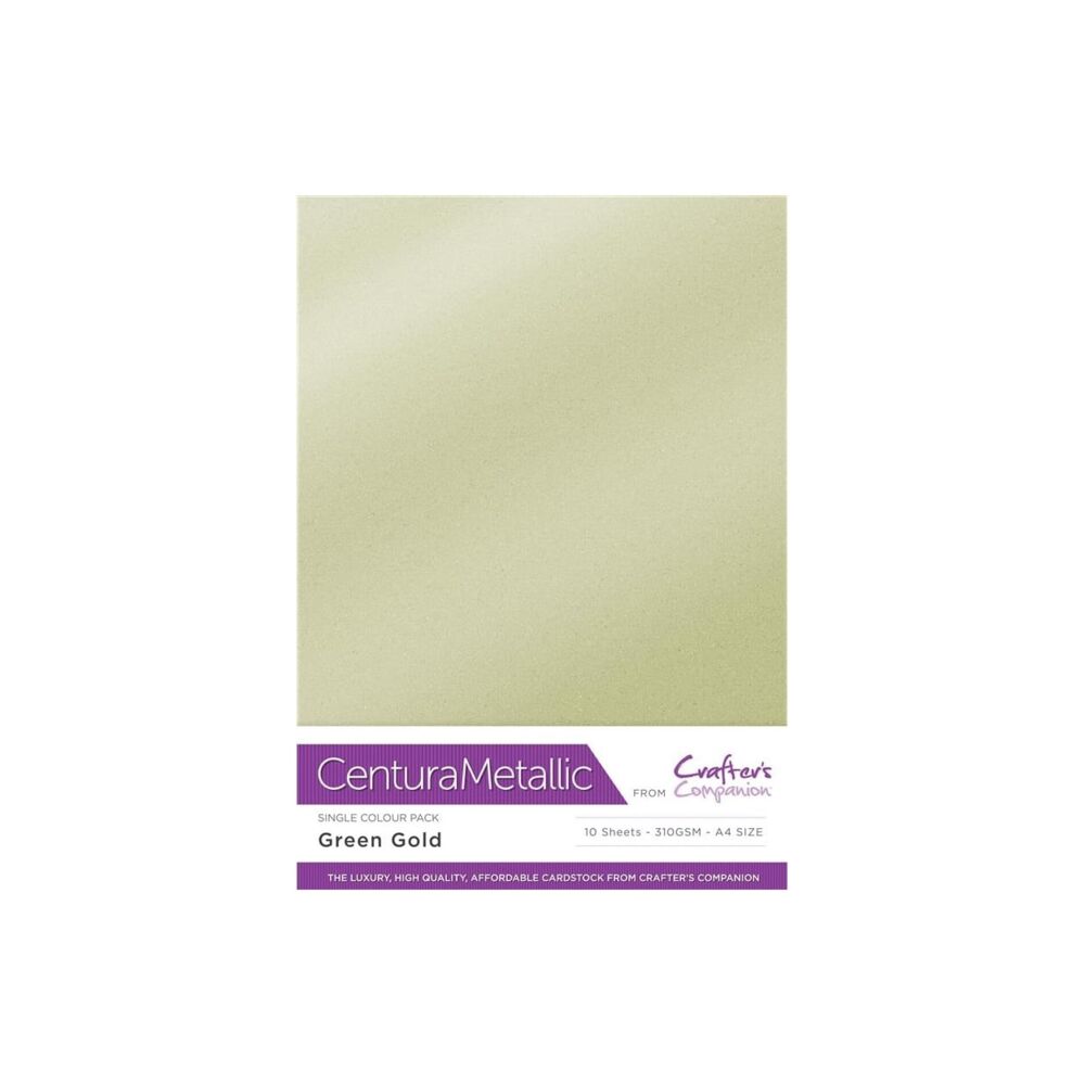 Crafter&acute;s Companion Centura Metallic, A4, 310g, 10 Blatt, Farbe: Green Gold