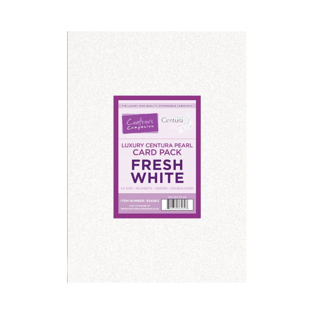 Crafter&acute;s Companion Centura Pearl, A4, 310g, 40 Blatt Set, Farbe: Fresh White