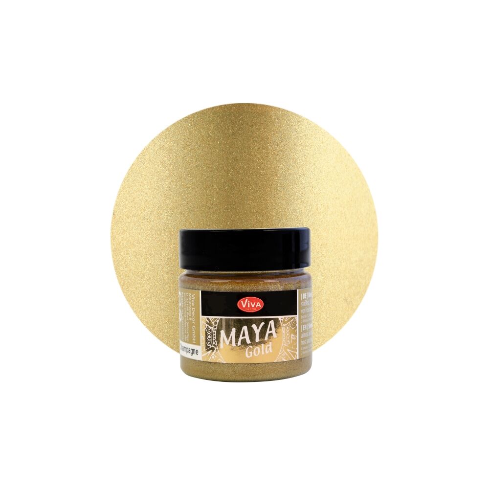 MAYA Gold von Viva Decor, glänzende Effektfarbe auf Wasserbasis, 45ml, Champagner