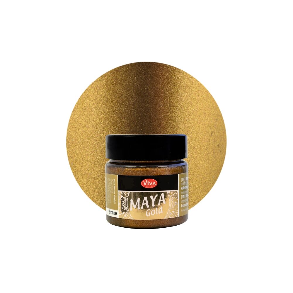 MAYA Gold von Viva Decor, glänzende Effektfarbe auf Wasserbasis, 45ml, Bronze