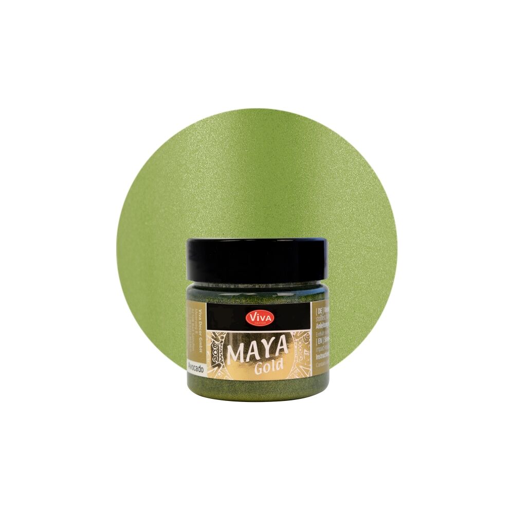 MAYA Gold von Viva Decor, glänzende Effektfarbe auf Wasserbasis, 45ml, Avocado