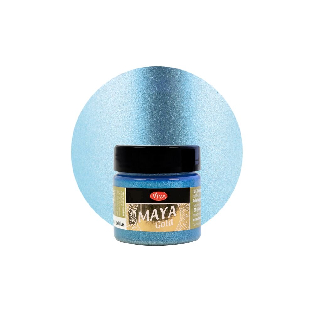 MAYA Gold von Viva Decor, glänzende Effektfarbe auf Wasserbasis, 45ml, Eisblau