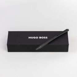 schlanker Hugo Boss Kugelschreiber Cloud Black Ballpoint Pen Schwarz Metall Kuli