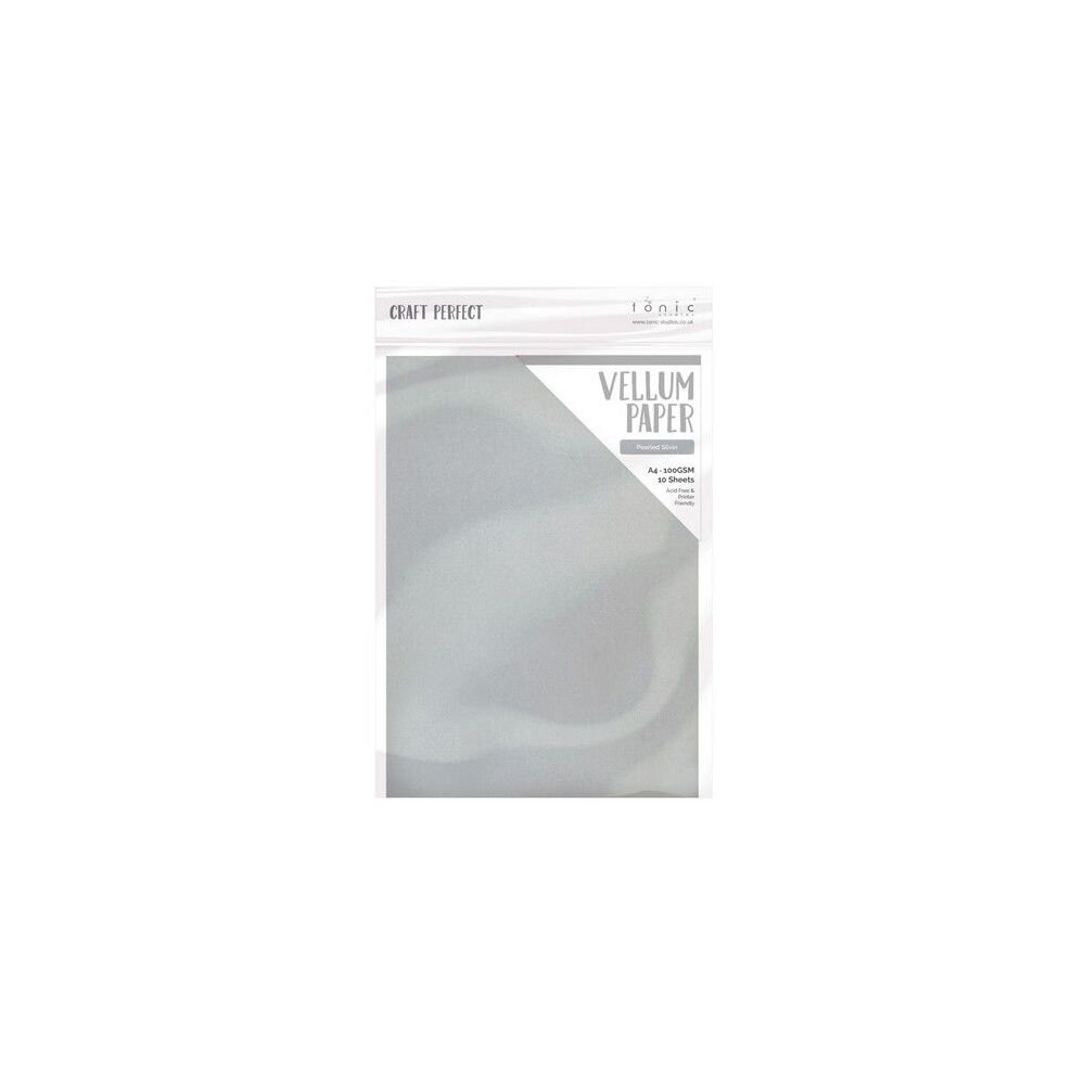 Tonic Studios Craft Perfect, Pearled Silver Vellum, A4 100g, 10 Blatt