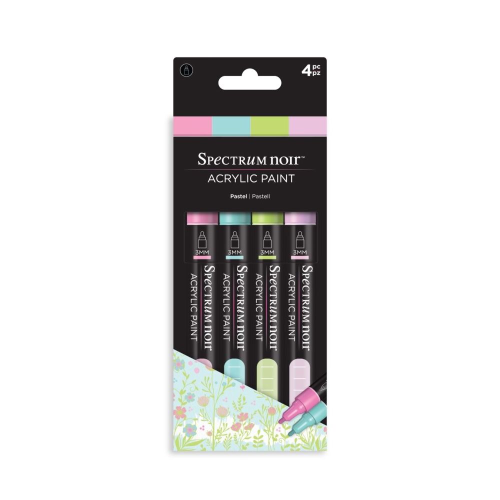 Spectrum Noir Acrylic Paint, Acrylmarker, 4er Pack, Farbe: Pastel