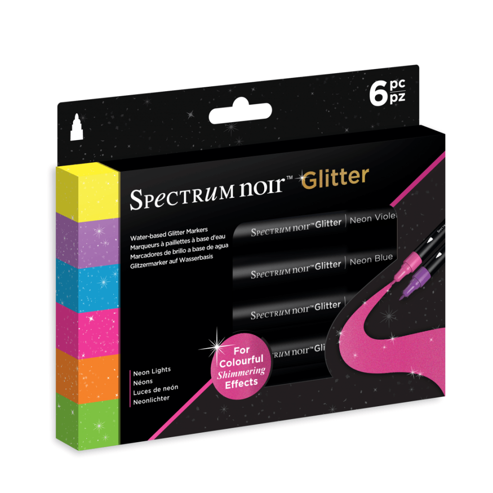 Spectrum Noir Glitter Marker, 6er Pack, Farbe: Neon Lights
