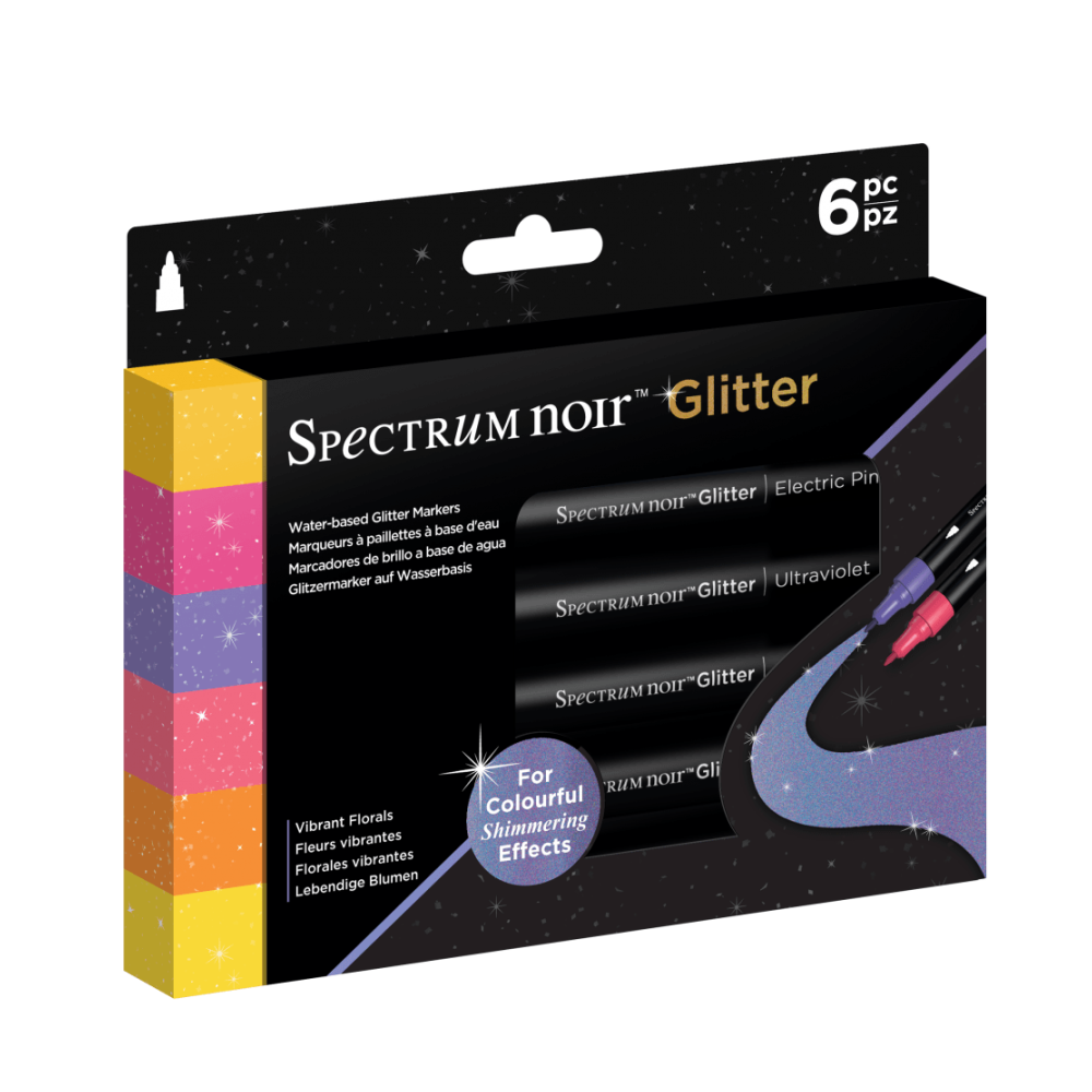 Spectrum Noir Glitter Marker, 6er Pack, Farbe: Vibrant Florals