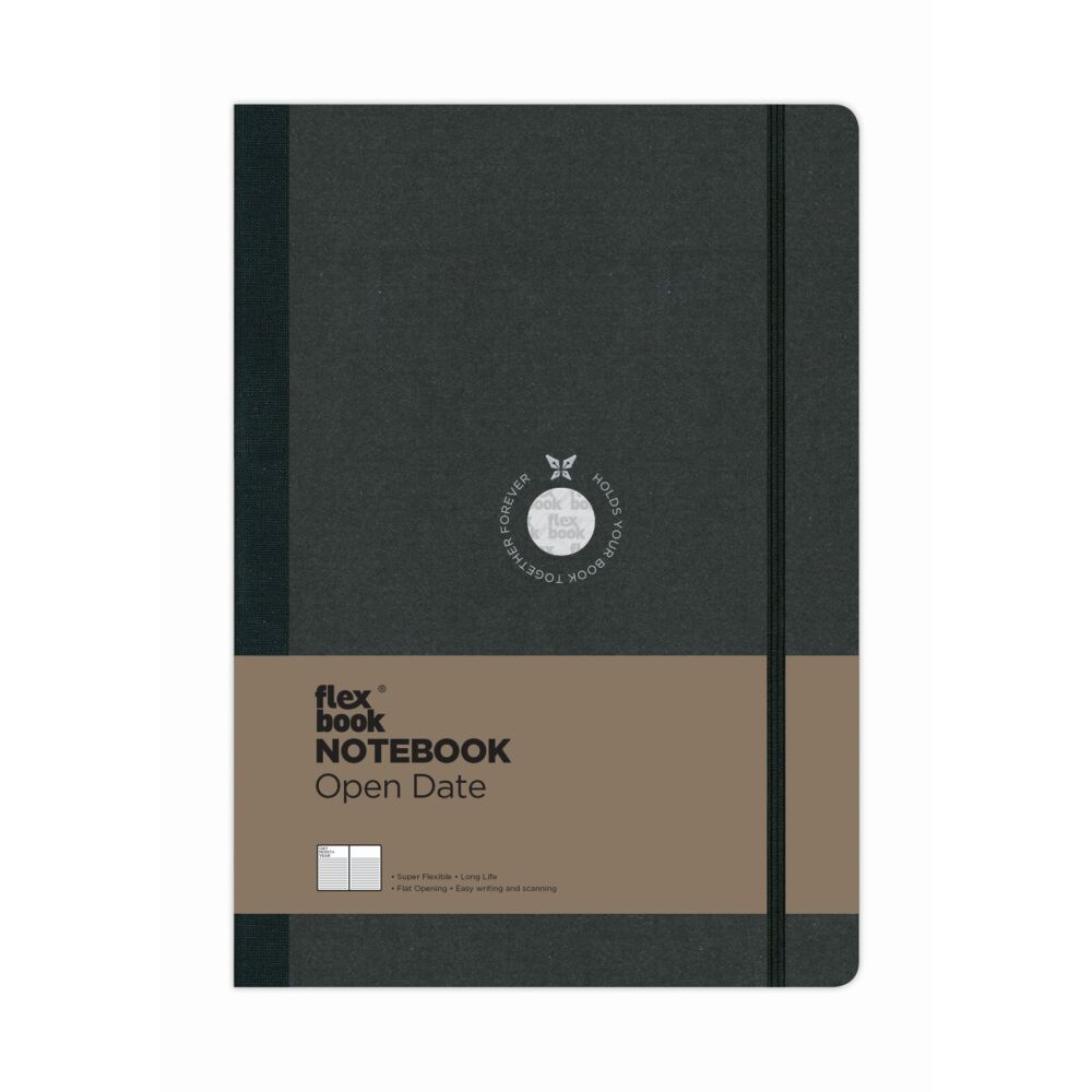 Flexbook Globel Notizbuch Elastikband 17 * 24 cm / Liniert Open Diary / Schwarz