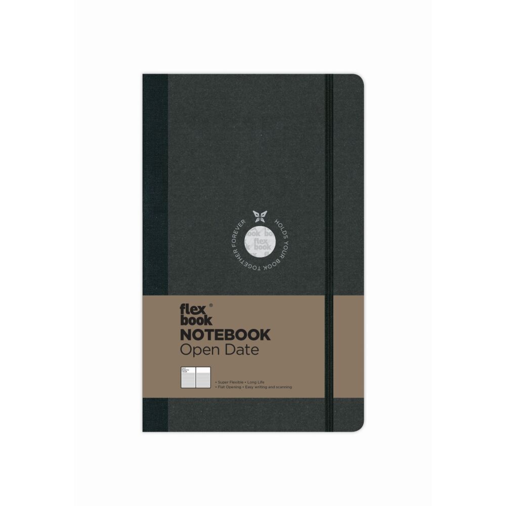 Flexbook Globel Notizbuch Elastikband 13 * 21  cm Liniert mit Open Diary Schwarz