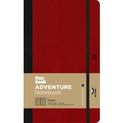 Adventure Notizbuch liniert Flexbook Gummizug Kunstleder 13 x 21 cm / Rot