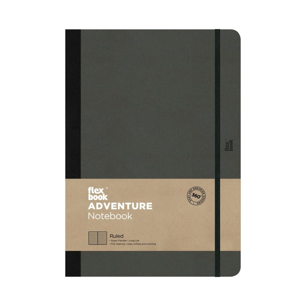 Adventure Notizbuch Dotted Flexbook Gummizug Kunstleder Off-Schwarz, 3 Größen
