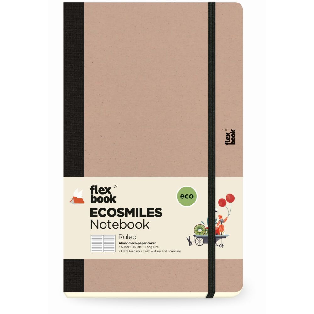 Ecosmiles Notebook Öko Notizbuch 192 Seiten ECO Papier Flexbook 13*21 cm Mandeln